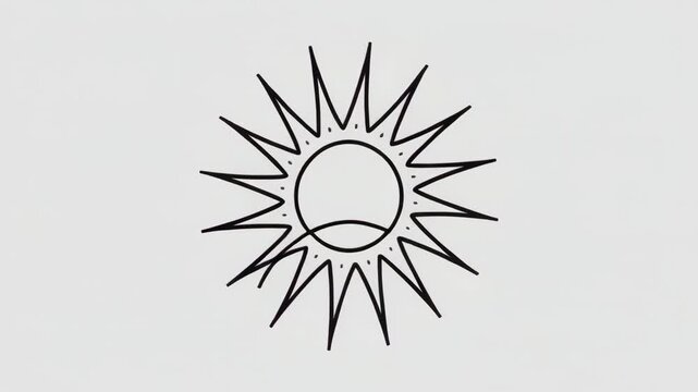 Minimalist rising sun over horizon line icon.