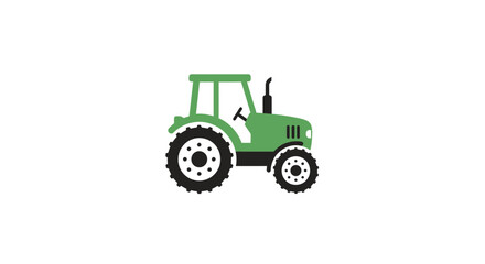 Naklejka premium Green tractor illustration on white backdrop for agricultural or farming concepts