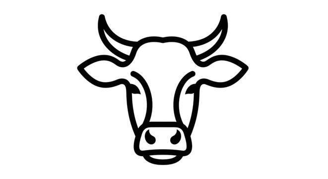 Minimalist black and white outline of a cow's head, perfect for designs and branding