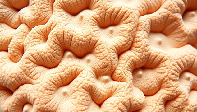 Close up macro shot of a coral reef structure with intricate patterns and textures.