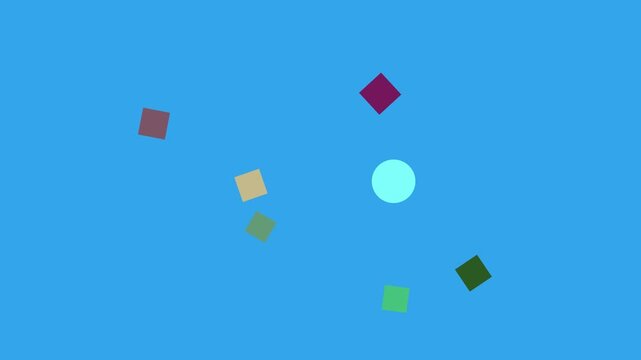 Abstract geometric shapes floating gracefully in a vibrant blue background with cinematic motion