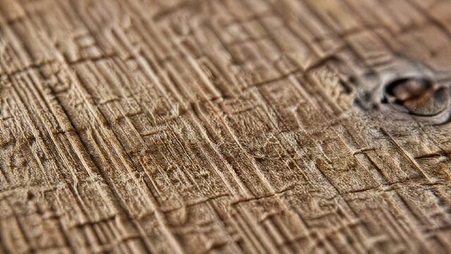 Wooden plank surface showing coarse parallel scratches from sanding.