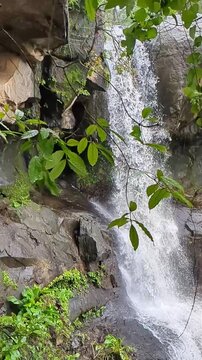 Waghbil cave waterfall or Tiger's cave waterfall in slow motion at near Mumbai, Maharashtra