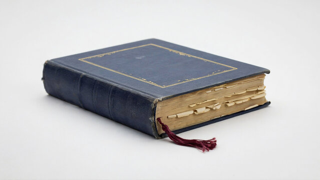 Well‑Read Navy Hardcover Book with Dog‑eared Pages Isolated - Father's Day Wisdom Symbol - Dad as Storyteller Concept