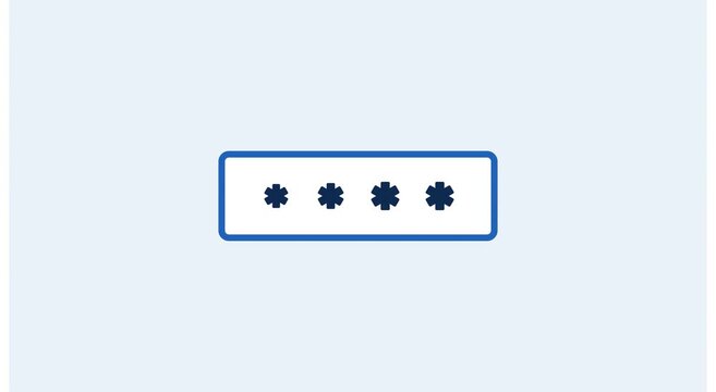 Minimalist password input field with asterisks for secure login interface animation