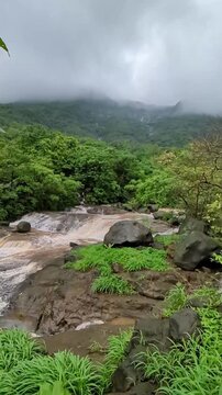 Waghbil waterfall stream close to Matheran mountain range, Mumbai, Maharashtra