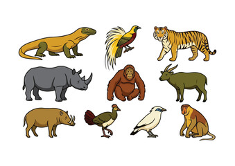 Obraz premium Indonesian Endemic Wildlife Collection