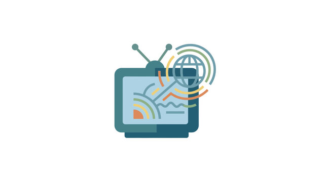 Vintage Television with Digital Signal and Wireless Network Icon