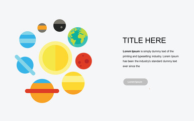 Flat Vector Illustration of Solar System Planets Orbiting Around the Sun for Astronomy Education Concept © muthu