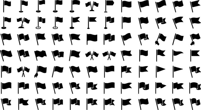 Black flags on poles in various positions