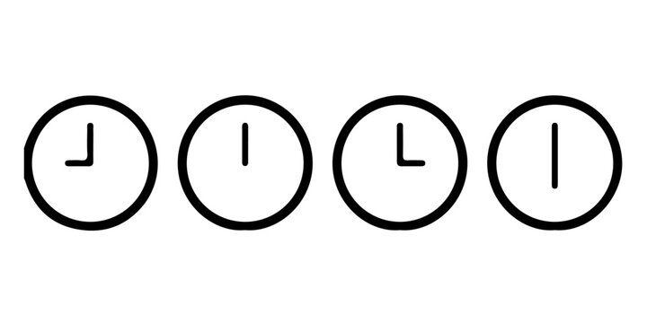 24 hours time laps watch vector set. Set of clock icon for every hour. 12 hour clock icon. Clock icon Vector illustration.