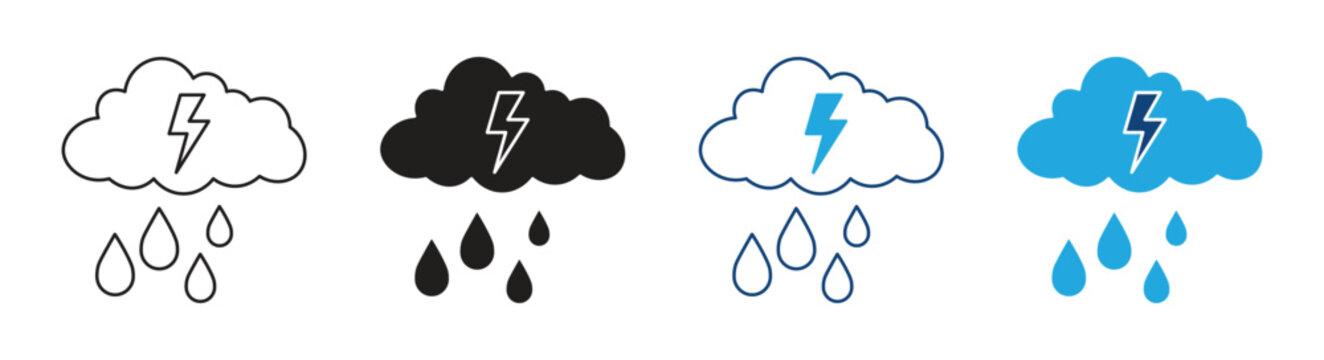 Acid Rain Icon Set, Vector illustration.
