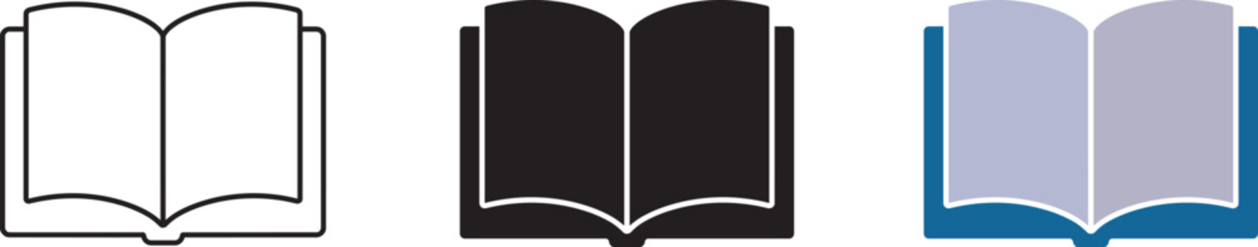 Book icon set. Open book icon vector illustration.