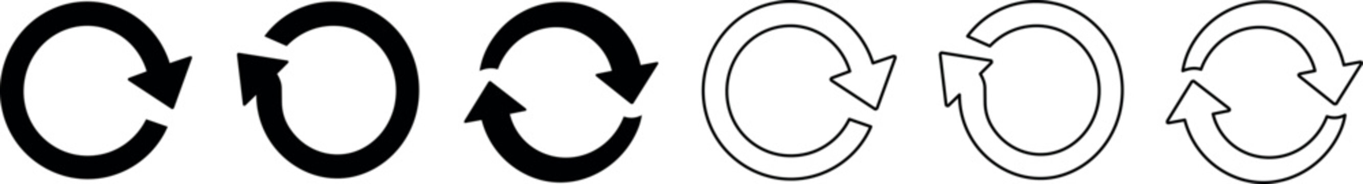 Circular arrow reload icons in bold and outlined styles