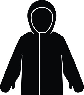Minimalist graphic icon of a hooded zip up jacket for winter with outerwear clothing minimalist protection