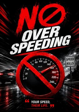 no over speeding road safety signage poster design 