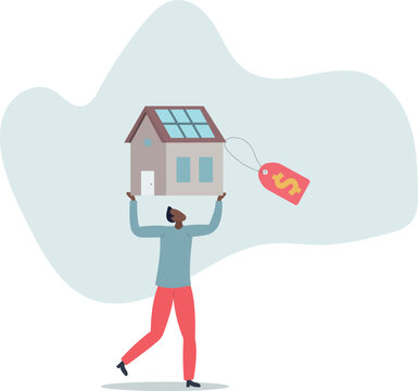 Overpay in real estate and house mortgage, too much invest or expense to pay for debt and loan in economic crisis concept.life situation and activities.