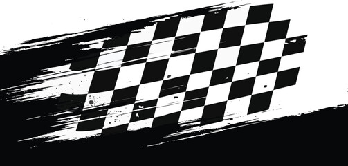 Obraz premium Grunge Checkered Racing Flag with Brush Stroke Effect
