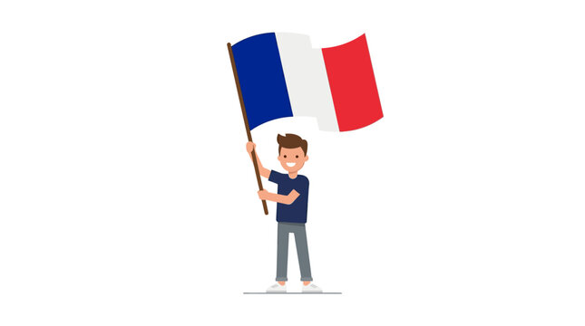 Man Holding French Flag Waving