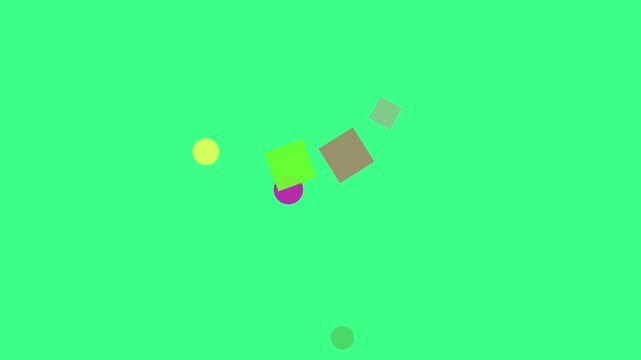 Abstract Geometric Shapes Floating in Vibrant Green Stripes with Subtle Motion