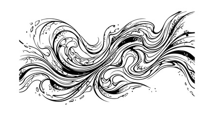 Fototapeta premium Wave icon, black outline illustration, white background, vector