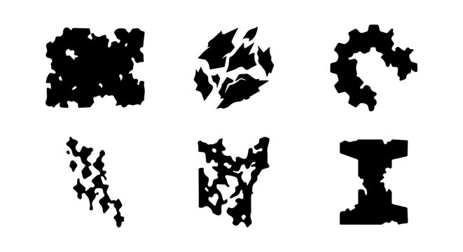 Fractals icon set, silhouette, white background, vector illustration