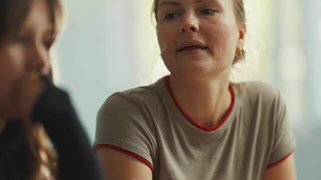 Mother having a serious conversation with her teenage daughter