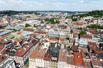 Panoramic view of the historical old city district of Lviv Ukraine © misu