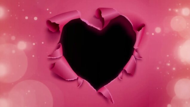 Romantic Couple Silhouette Inside Pink Heart Frame 2K 60 FPS