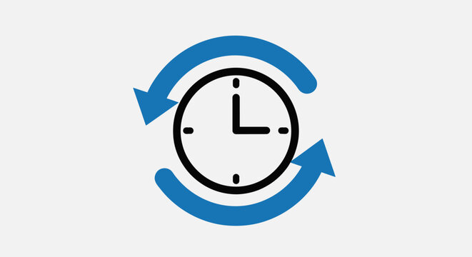 Clock icon with circular arrows depicting time management and cyclical processes