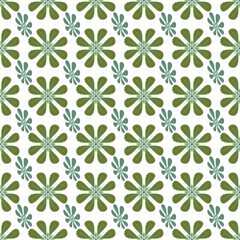 Fototapeta premium Olive green simple floral daisy geometric seamless pattern.