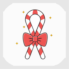 Fototapeta premium Candy Cane with Red Bow and Stars