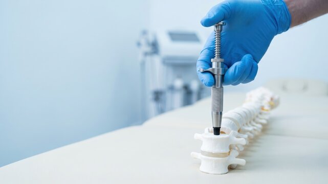 Chiropractic Instrument for Spine Adjustment with Activator in Therapeutic Setting