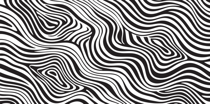 Seamless Abstract Black and White Wavy Lines Vector Pattern