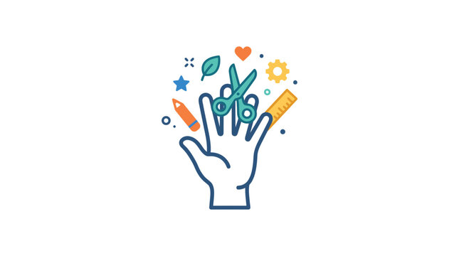 Creative Hands with Craft Supplies, Idea Generation, Art and Design