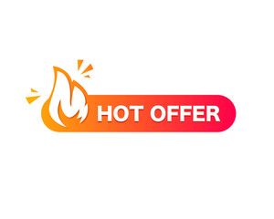 Hot offer banner with flame icon and gradient background for sales and promotions © peppastocker