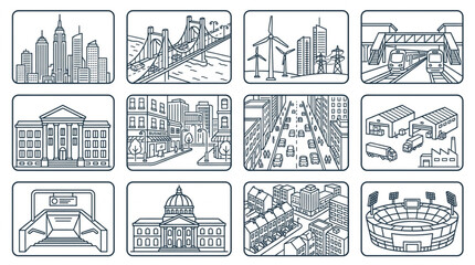 Naklejka premium Various Architectural and Urban Design Styles