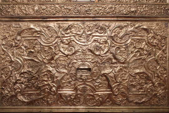 baroque silver altar in a chapel in a cathedral in syracuse in sicily in italy 