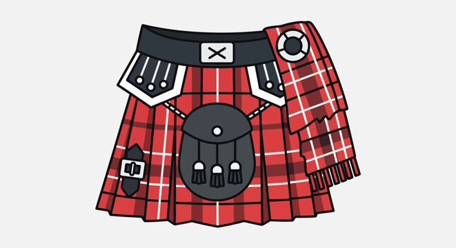 Scottish kilt with sporran and buckles traditional Highland dress