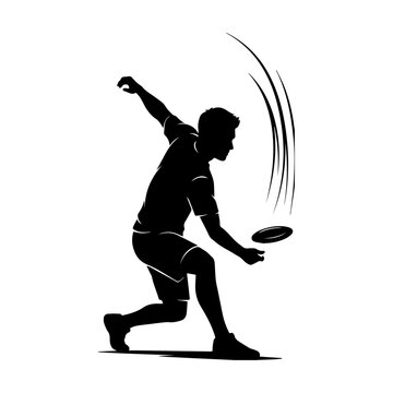 Ultimate Frisbee Player Silhouette &ndash; Man Throwing Flying Disc Vector Graphic Clipart