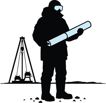 Geologist holding core sample in field