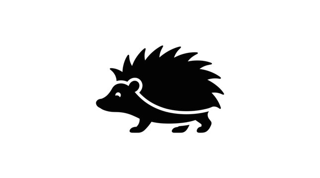 Black silhouette of a hedgehog on a white background.