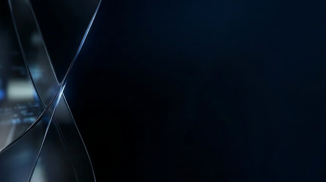 Abstract Dark Background with Futuristic Translucent Glass Curves for Modern Corporate Design