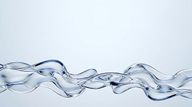 Abstract futuristic glass wave banner with luxury liquid fluid flowing on background