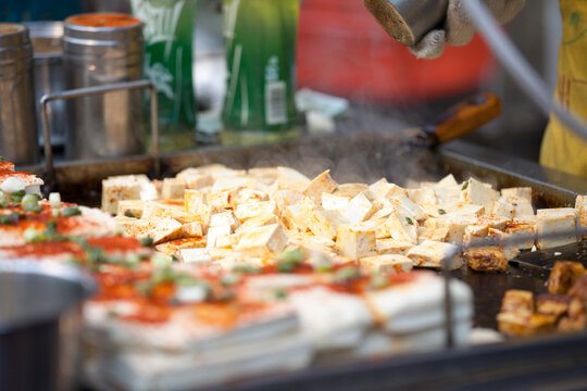 Spicy tofu at a street food stall, Xi'an, Shaanxi, China