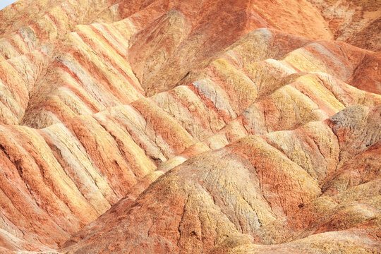 Colorful striped rock formations of the Linze Danxia landform, Zhangye, Gansu, China