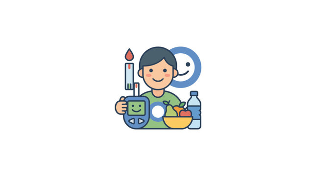 Healthy Lifestyle Icons with Person Holding Salad Fruits and Water Bottle