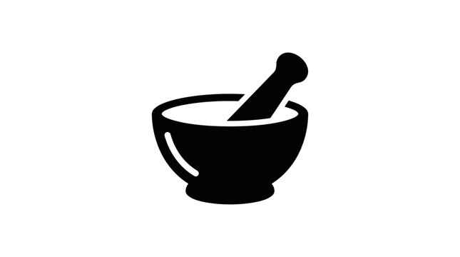 Mortar and Pestle Icon for Grinding Herbs and Spices.
