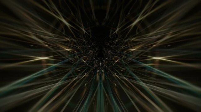 Abstract Golden Rays Imploding Dark Center Black Background VJ Loop