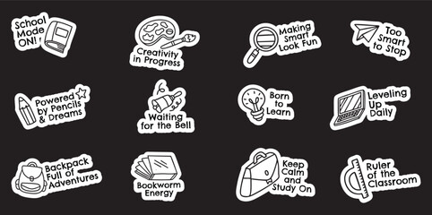 Education and school doodle sticker pack vector illustration © Ezzy
